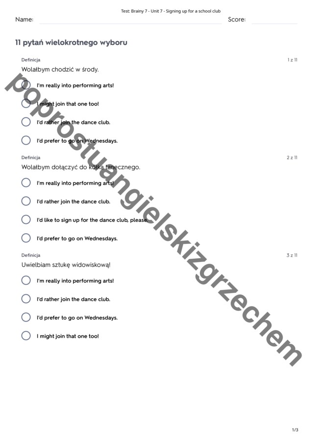 Brainy 7 - Unit 7 - testy