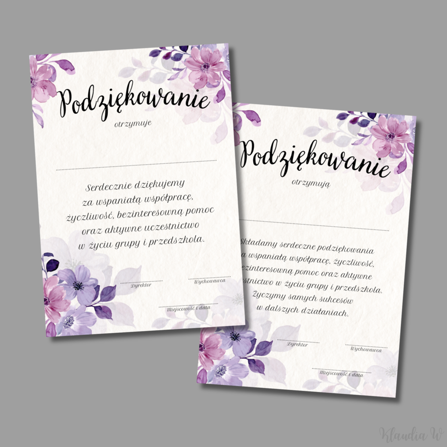 Podziękowania dla Rodziców - przedszkole