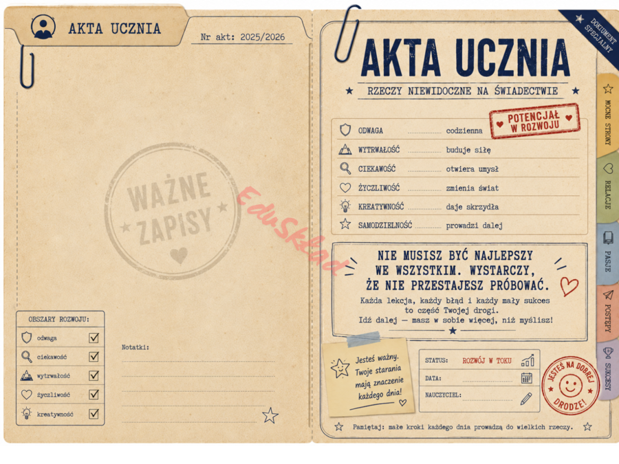 Wkładki motywacyjne do świadectwa – pozytywne słowa na zakończenie roku