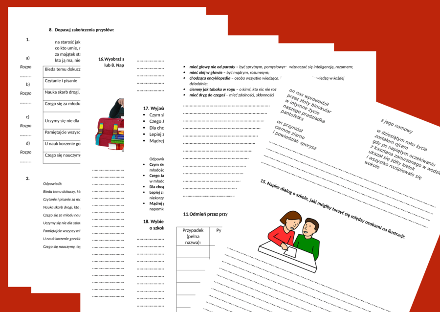 POWRÓT DO SZKOŁY – ćwiczenia gramatyczne, ortograficzne, redakcyjne – gramatyka- ortografia - kl. 4-6 oraz kl. 7-8 – szkoła - ZESTAW