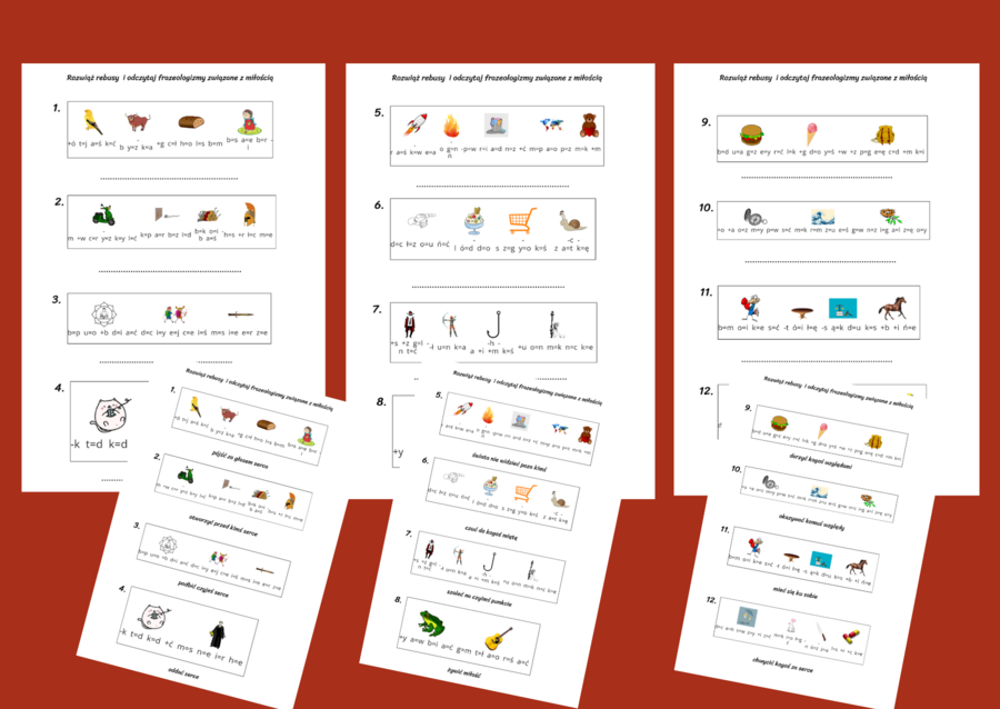 REBUSY – rebus - WALENTYNKI - frazeologizmy - związki frazeologiczne