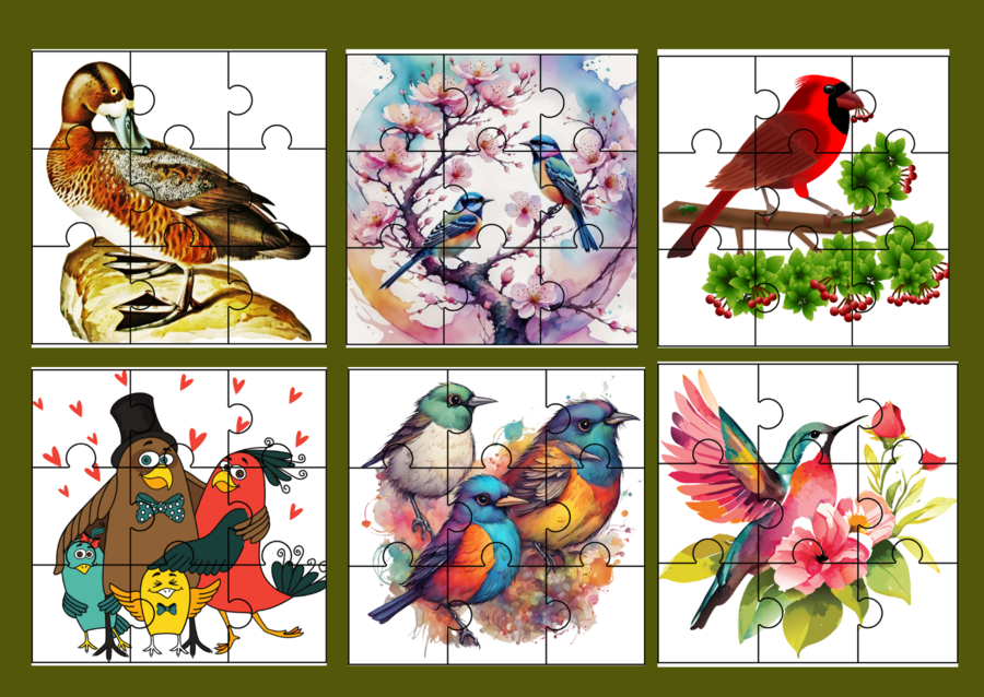 DZIEŃ PTAKÓW – PUZZLE – 18 obrazków - wiosna