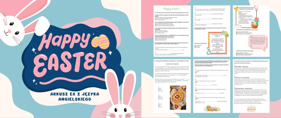 Egzamin 8-klasisty – EASTER  LESSON | Zestaw zadań egzaminacyjnych do e8: reakcje, dialogi, czytanie, tłumaczenia, e-mail + klucz odpowiedzi! (Poziom A2-B1, Wielkanoc)