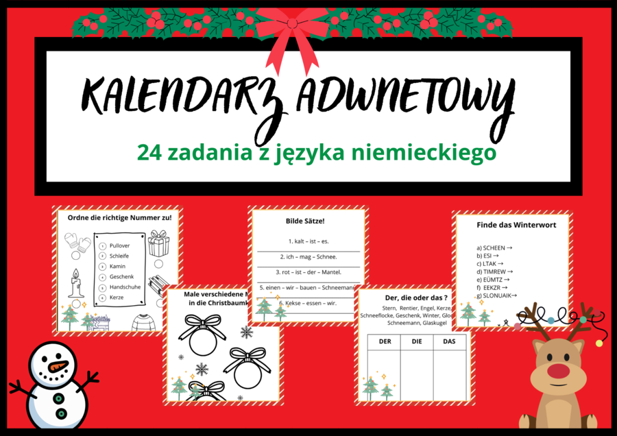 Kalendarz adwentowy - 24 zadania po niemiecku
