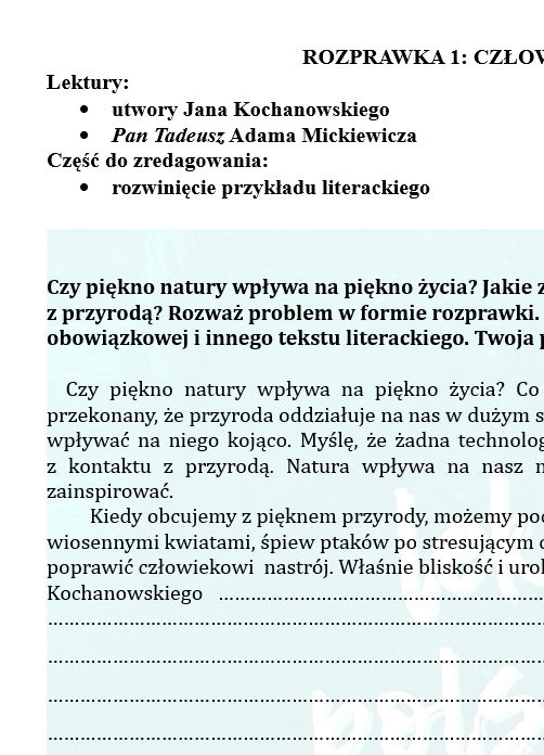 CZTERY ROZPRAWKI DO UZUPEŁNIENIA- ĆWICZENIE DLA UCZNIÓW KLAS 7-8.