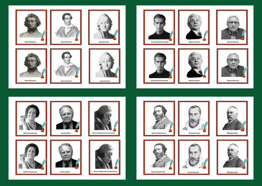 ŚWIATOWY DZIEŃ POEZJI – poeci – memory – 54 szt. – biblioteka – wersja 3