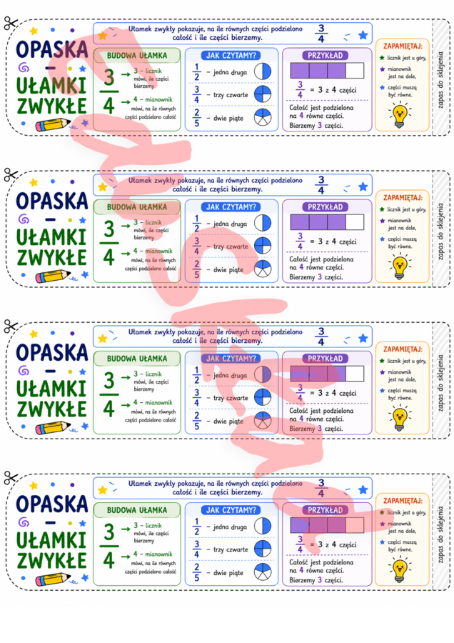 🟩 MATEMATYCZNE OPASKI NA RĘKĘ  Skuteczna pomoc dydaktyczna do wprowadzania nowych tematów