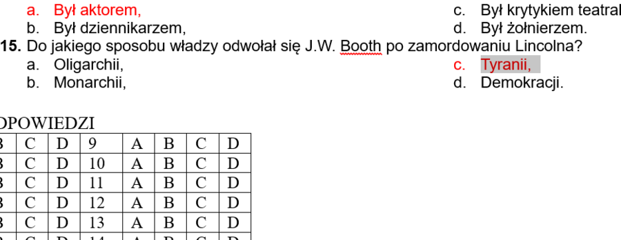 Karta pracy do filmu - Wojna secesyjna