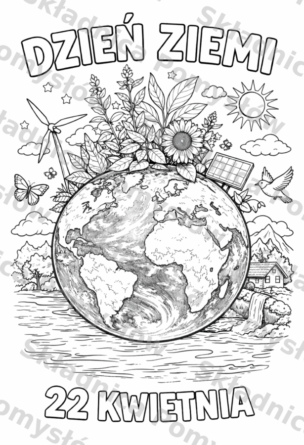 DZIEŃ ZIEMI - darmowa kolorowanka do druku; gratis; plakat; dekoracja