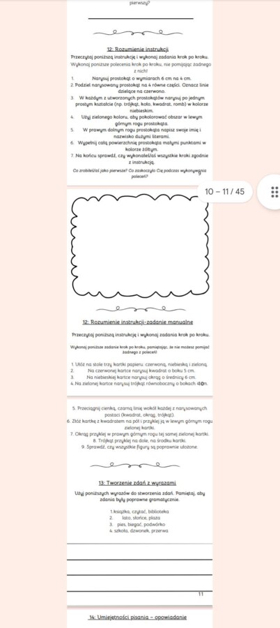 Zadania na zajęcia korekcyjno-kompensacyjne, klasy 4-8