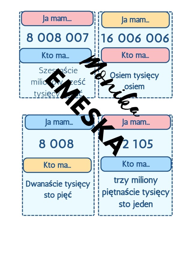 JA MA, KTO MA.. ODCZYTYWANIE LICZB