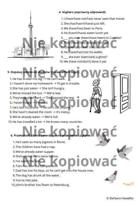 Karta pracy - czas Present Perfect (A2)