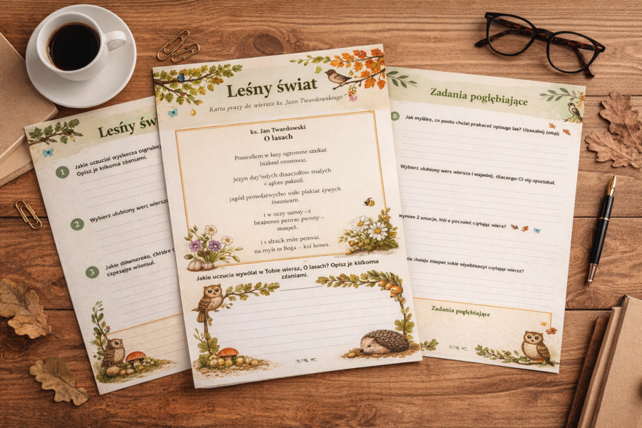 Leśny świat – karta pracy do wiersza ks. Twardowskiego