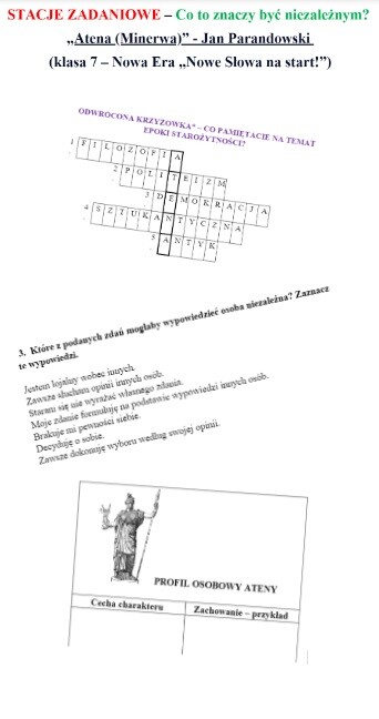 STACJE ZADANIOWE – Co to znaczy być niezależnym? klasa 7 – Nowa Era „Nowe Słowa na start!”
