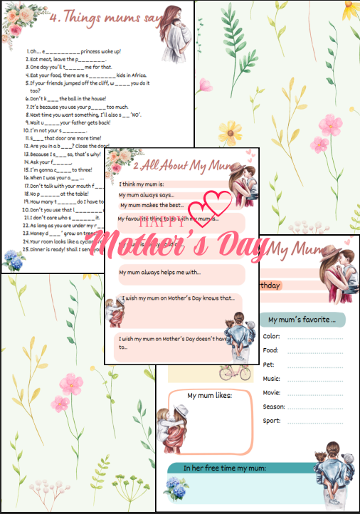 🌸 Mother’s Day Fun Pack – Materiały do angielskiego (A1–B1) 🌸
