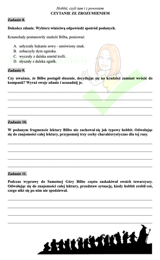 Hobbit - czytanie ze zrozumieniem