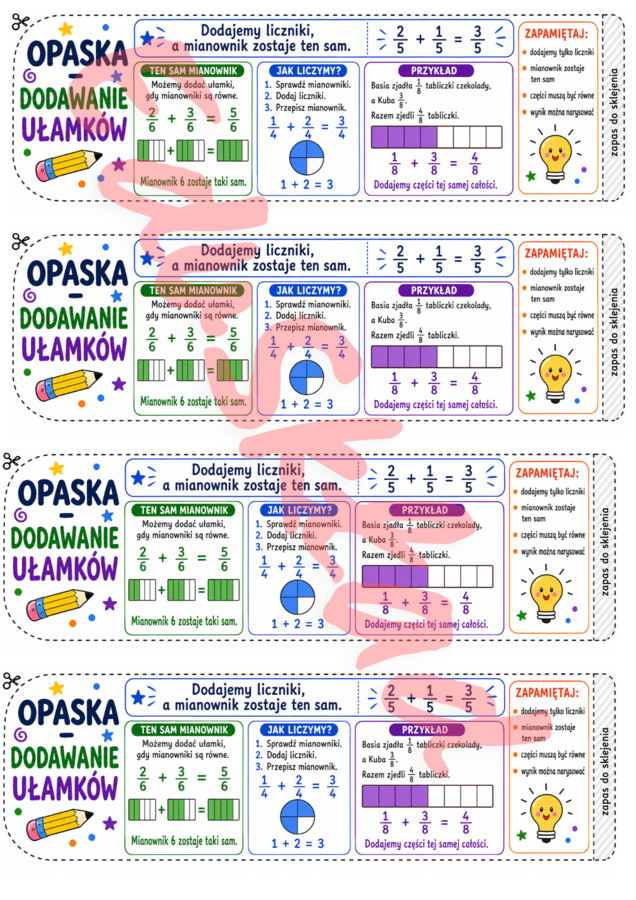 🟩 MATEMATYCZNE OPASKI NA RĘKĘ  Skuteczna pomoc dydaktyczna do wprowadzania nowych tematów