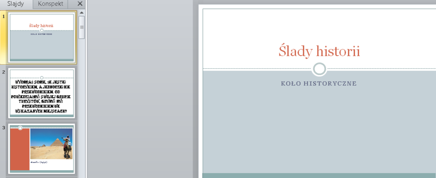 Ślady historii - koło historyczne, szkoła podstawowa.