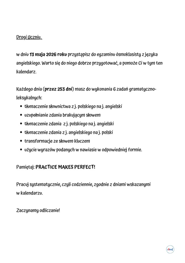 KALENDARZ ÓSMOKLASISTY 2025/2026