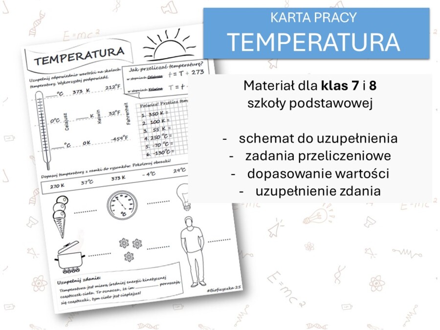 Fizyka 7 i 8. Karta pracy. TEMPERATURA. Termodynamika.