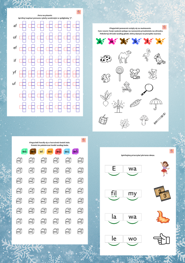 Ćwiczenia sylabowe cz. 3 Seria Zima Pingwinki