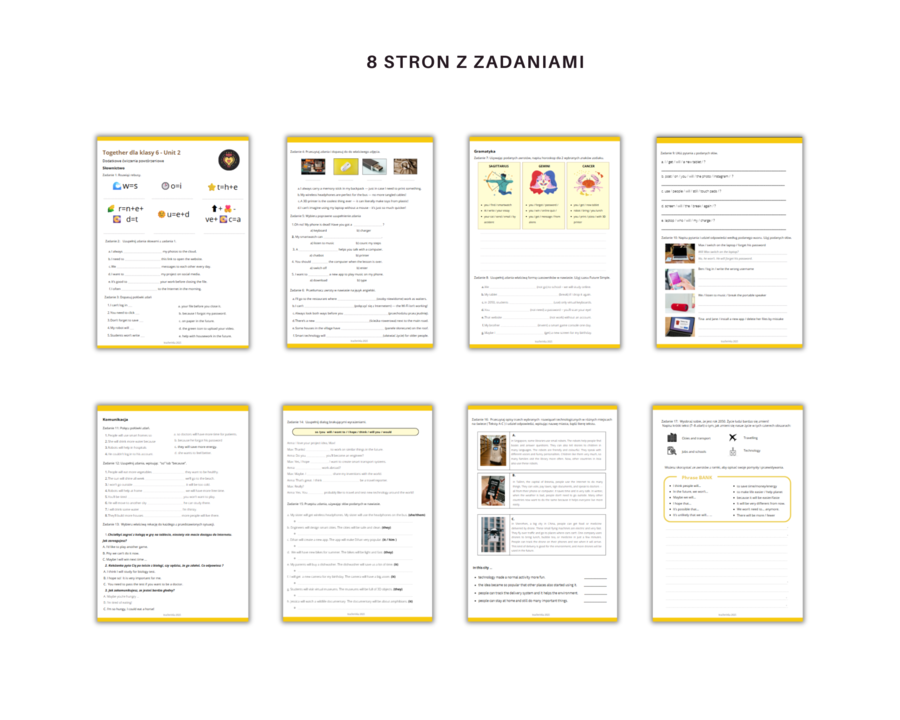 Together klasa 6 Unit 2 Dodatkowe zadania powtórzenie Słownictwo Gramatyka Komunikacja Nowe technologie Czas Przyszły Futur Simple Will Wyrażanie nadziei