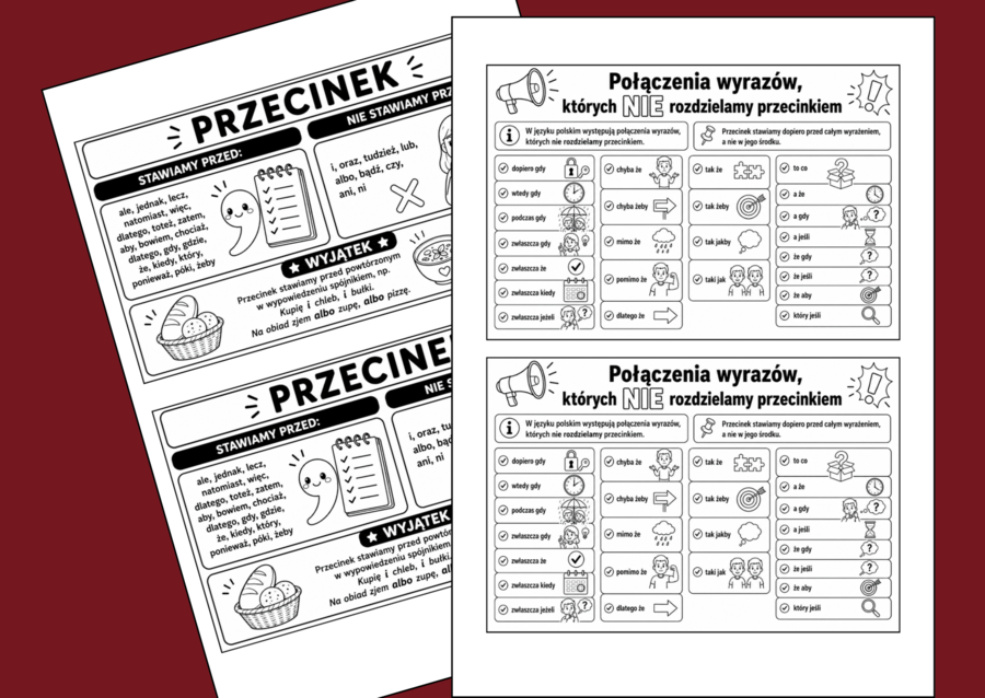 ✍️INTERPUNKCJA - przecinek - infografiki i wklejki