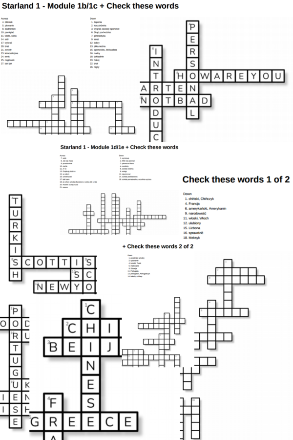 Starland 1 – Module 1 – krzyżówki