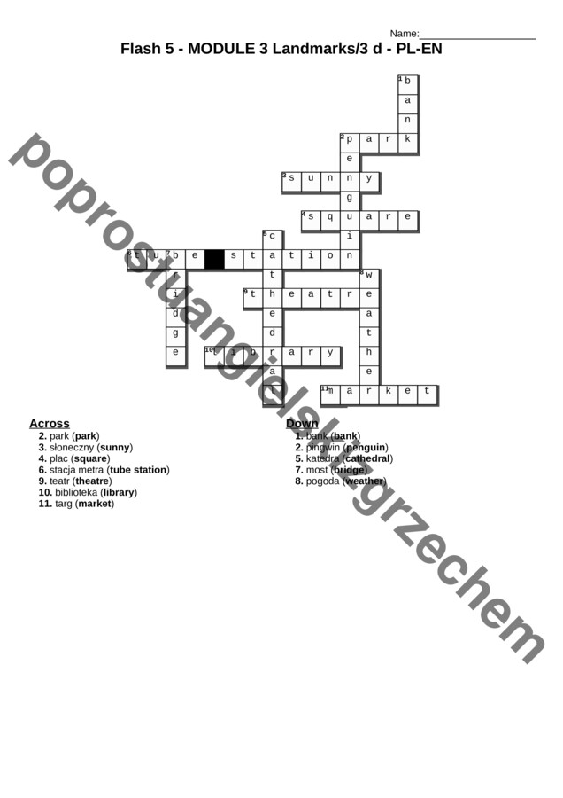 Flash 5 – Module 3 – krzyżówki