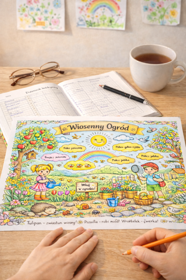 Kolorowanka "Wiosenny ogród"