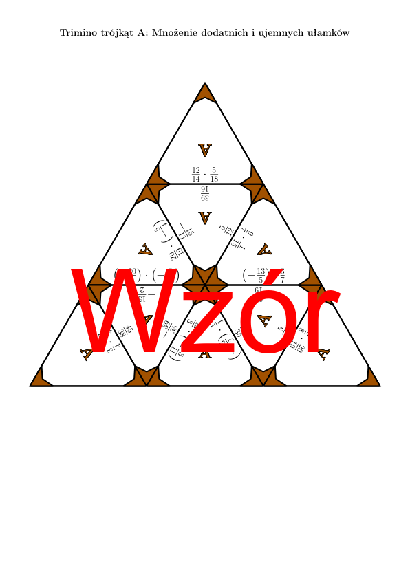 Trimino - Mnożenie dodatnich i ujemnych ułamków | matematyka