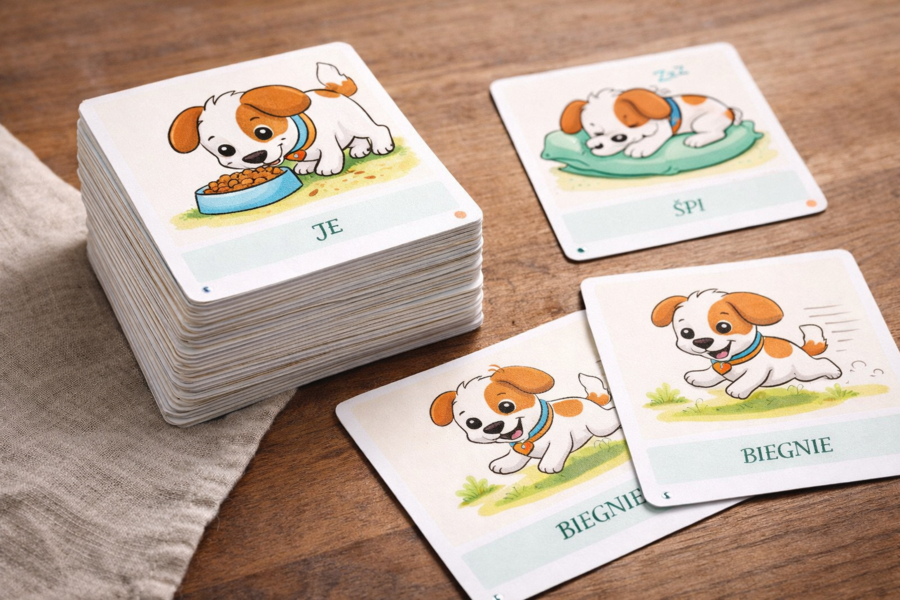 Karty obrazkowe: Co robi Reksio?