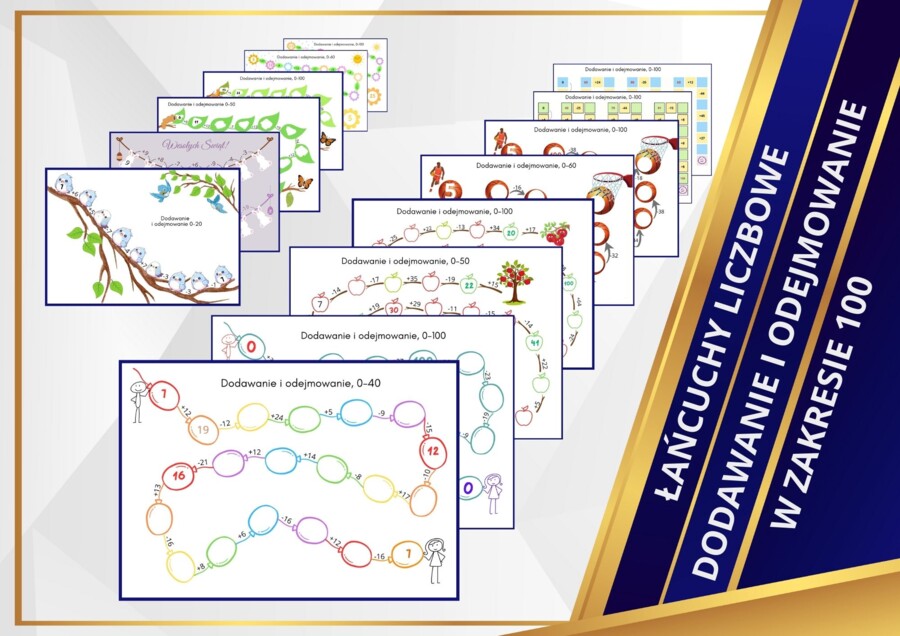 Dodawanie i odejmowanie w zakresie 100 - łańcuchy liczbowe