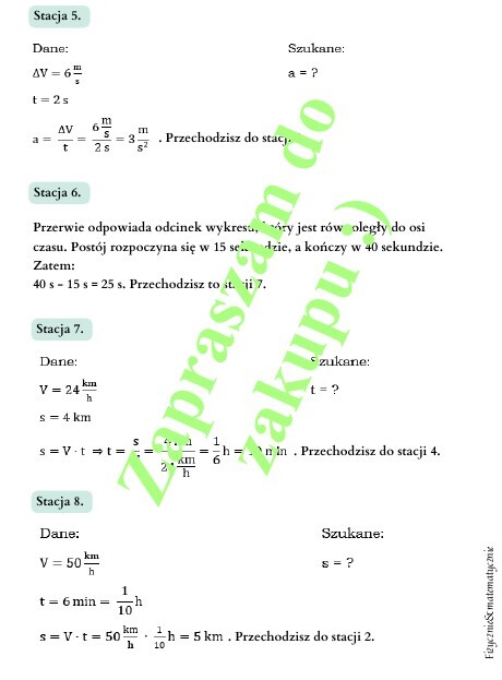 Pomysł na lekcję - stacje zadaniowe: Kinematyka.