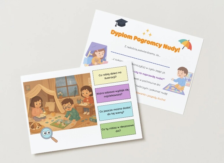 Rozmowa wstępna / Burza mózgów. Czy deszczowy dzień to powód do nudy? Co robicie, gdy pada deszcz?