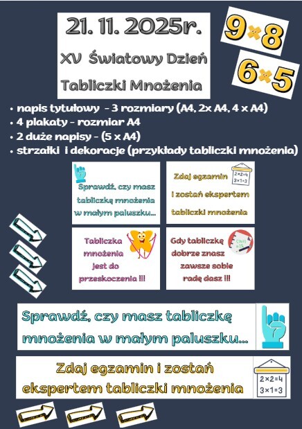 Dzień Tabliczki Mnożenia - napis, dekoracje