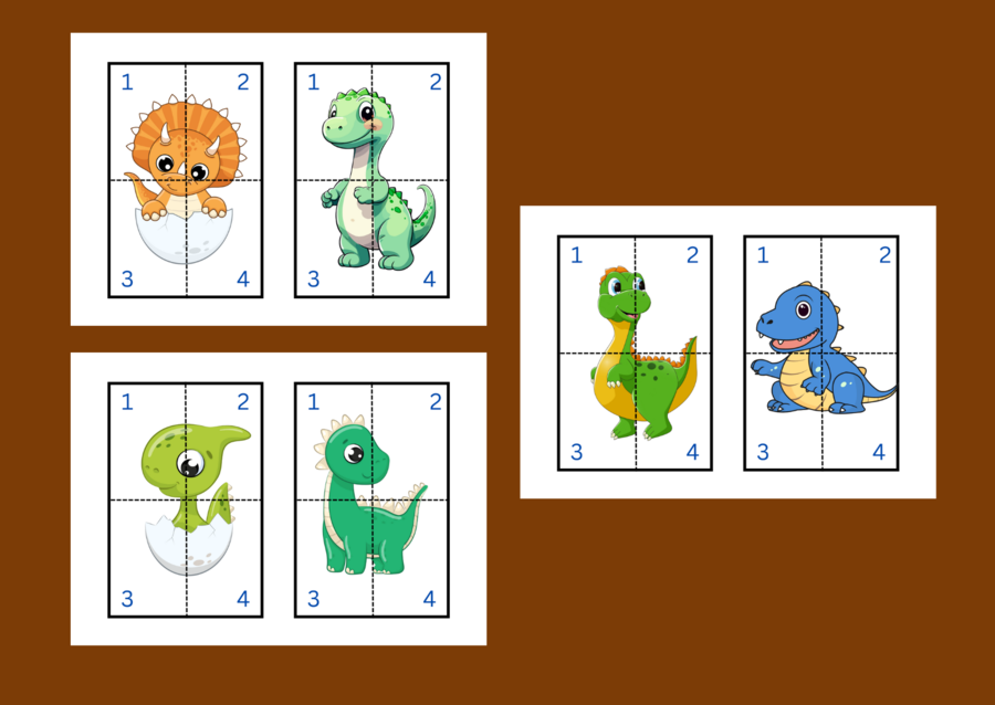 DZIEŃ DINOZAURA - puzzle – układanka- układanki – biblioteka – świetlica – przedszkole – 12 wersji