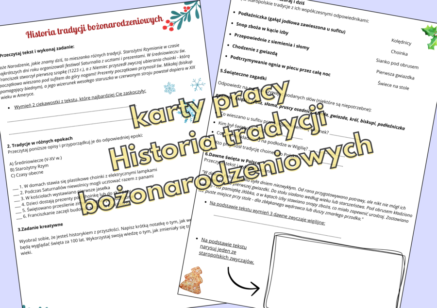 Karta pracy: Historia tradycji bożonarodzeniowych dla klas 4-8