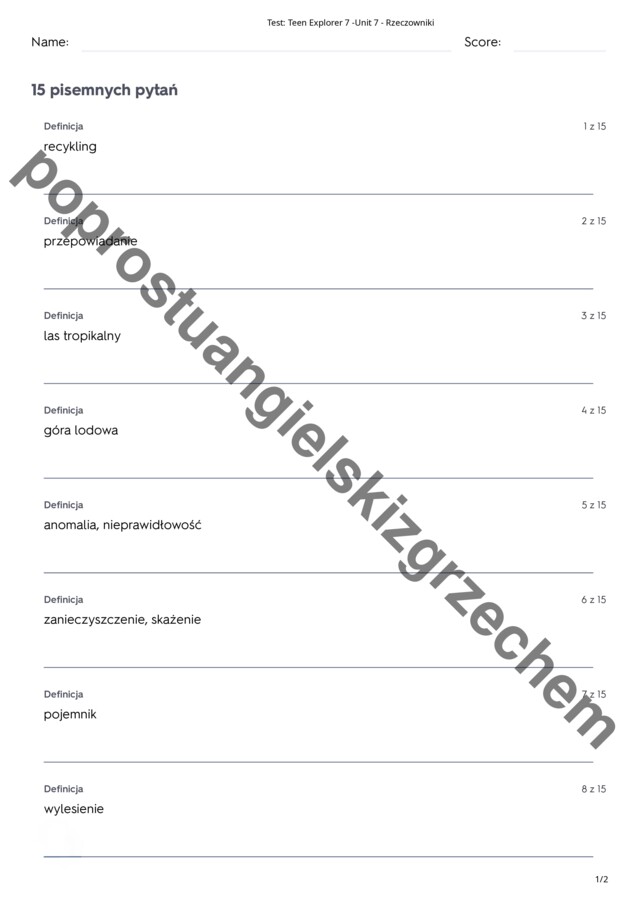 Teen Explorer 7 - Unit 7 - testy