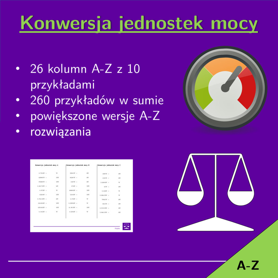 Konwersja jednostek mocy | matematyka | 26 kolumn