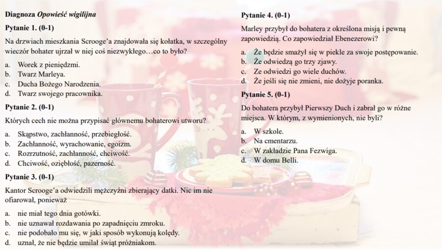 Test z lektury "Opowieść wigilijna"
