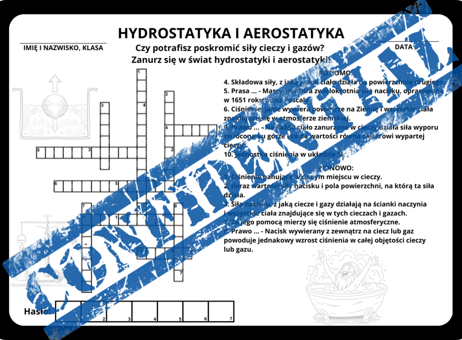 Hydrostatyka - krzyżówka