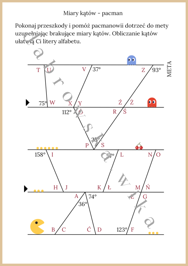 Miary kątów - Pacman