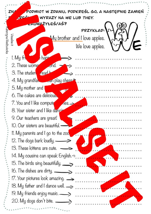 ZAIMKI OSOBOWE sketchnotki + karty pracy