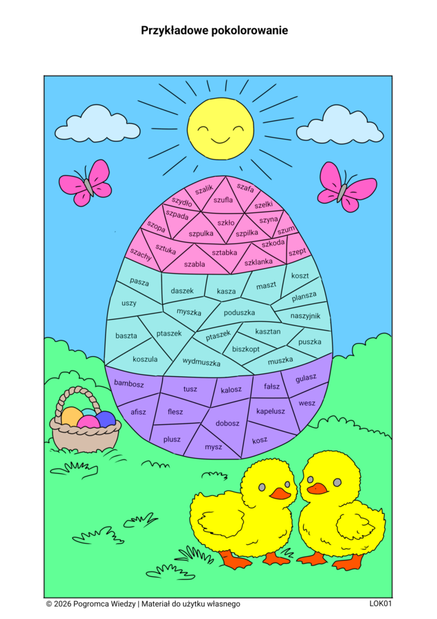 Wielkanocna pisanka logopedyczna - głoska SZ