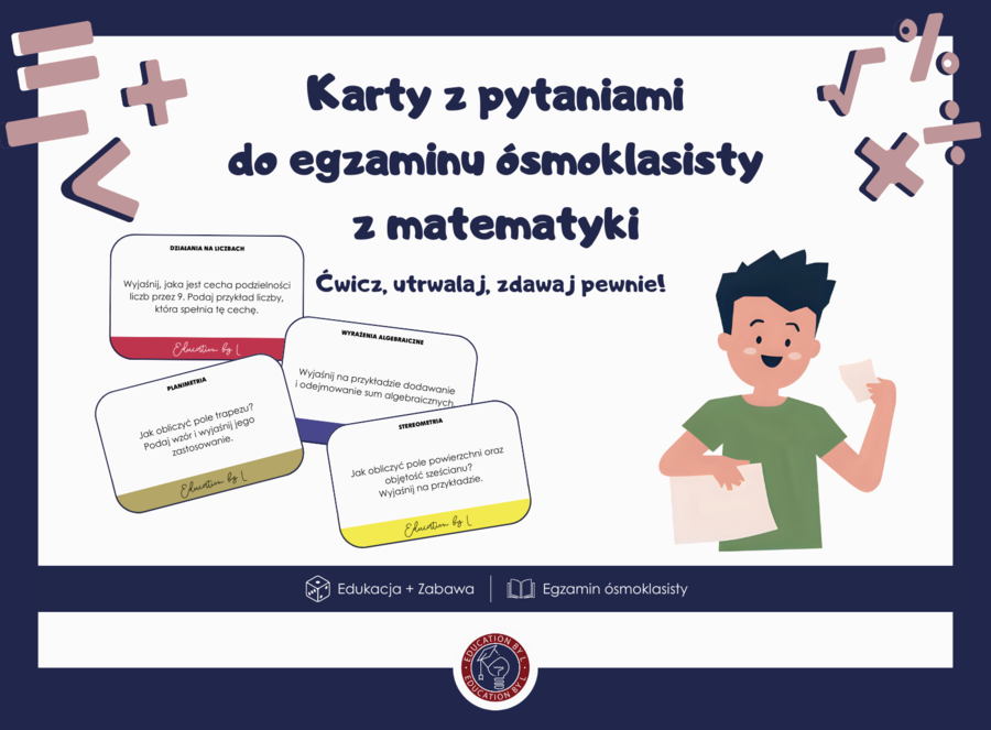 Ponad 100 pytań do egzaminu ósmoklasisty | Karty pracy | Matematyka | Egzamin ósmoklasisty