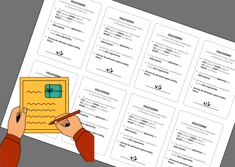 OGŁOSZENIE - wklejka - ćwiczenia redakcyjne - egzamin