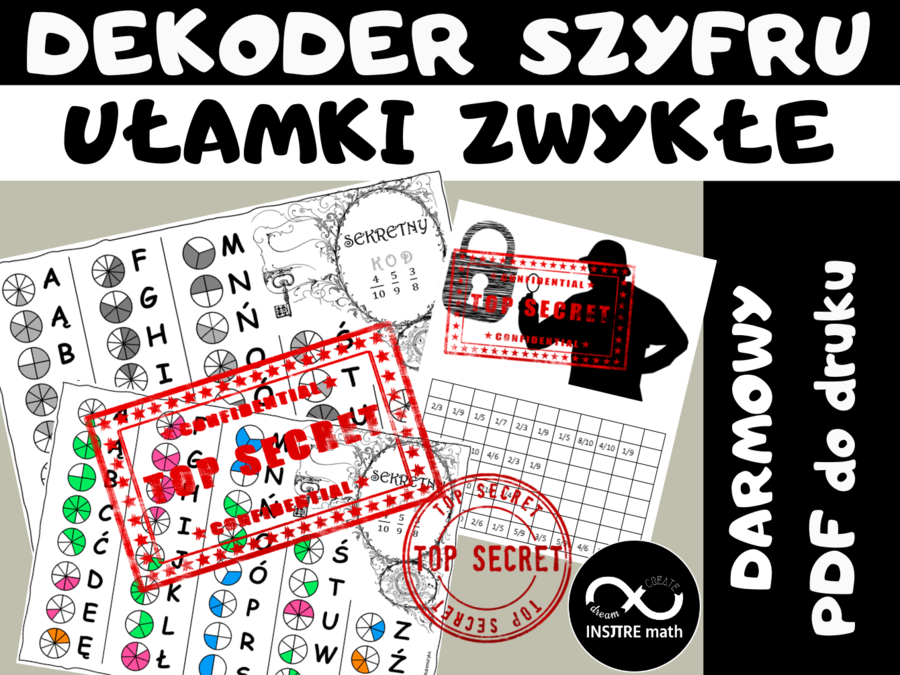 DARMOWY Dekoder szyfru ułamkowego. Generator kodu ułamki zwykłe. Matematyczny sekretny kod, szyfr.