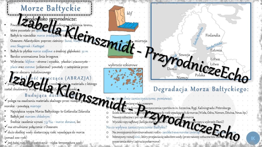 Sketchnotka - notatka „Morze Bałtyckie” wykonana w power point do edycji. Geografia 7; „Środowisko przyrodnicze Polski”