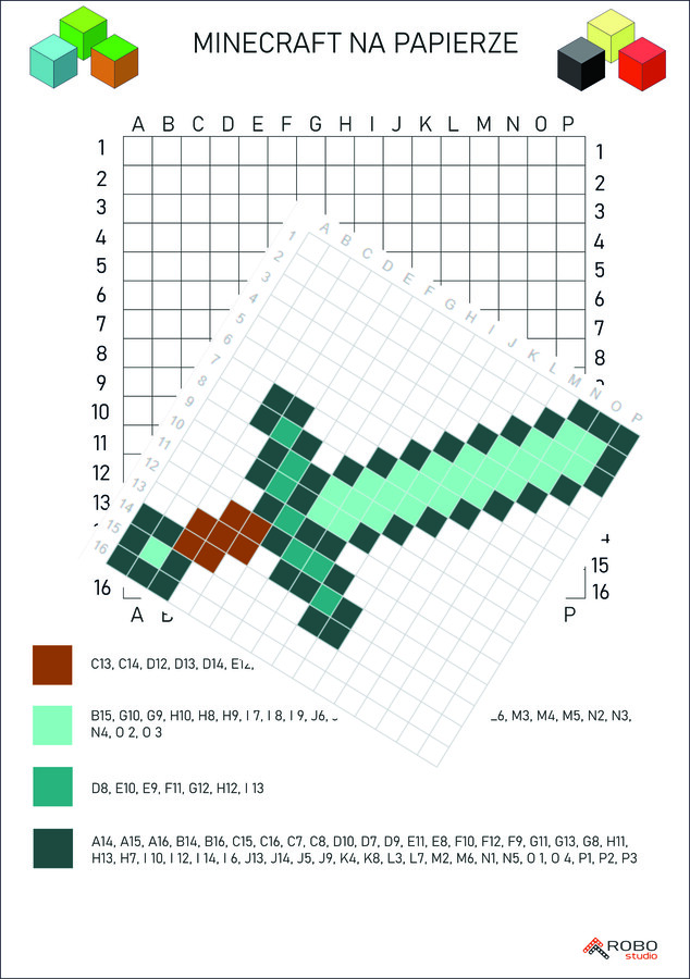 Kodowanki dla dzieci minecraft, zestaw pdf, 10 kart pracy z kodowaniem, dyktando graficzne, klasy 1-5